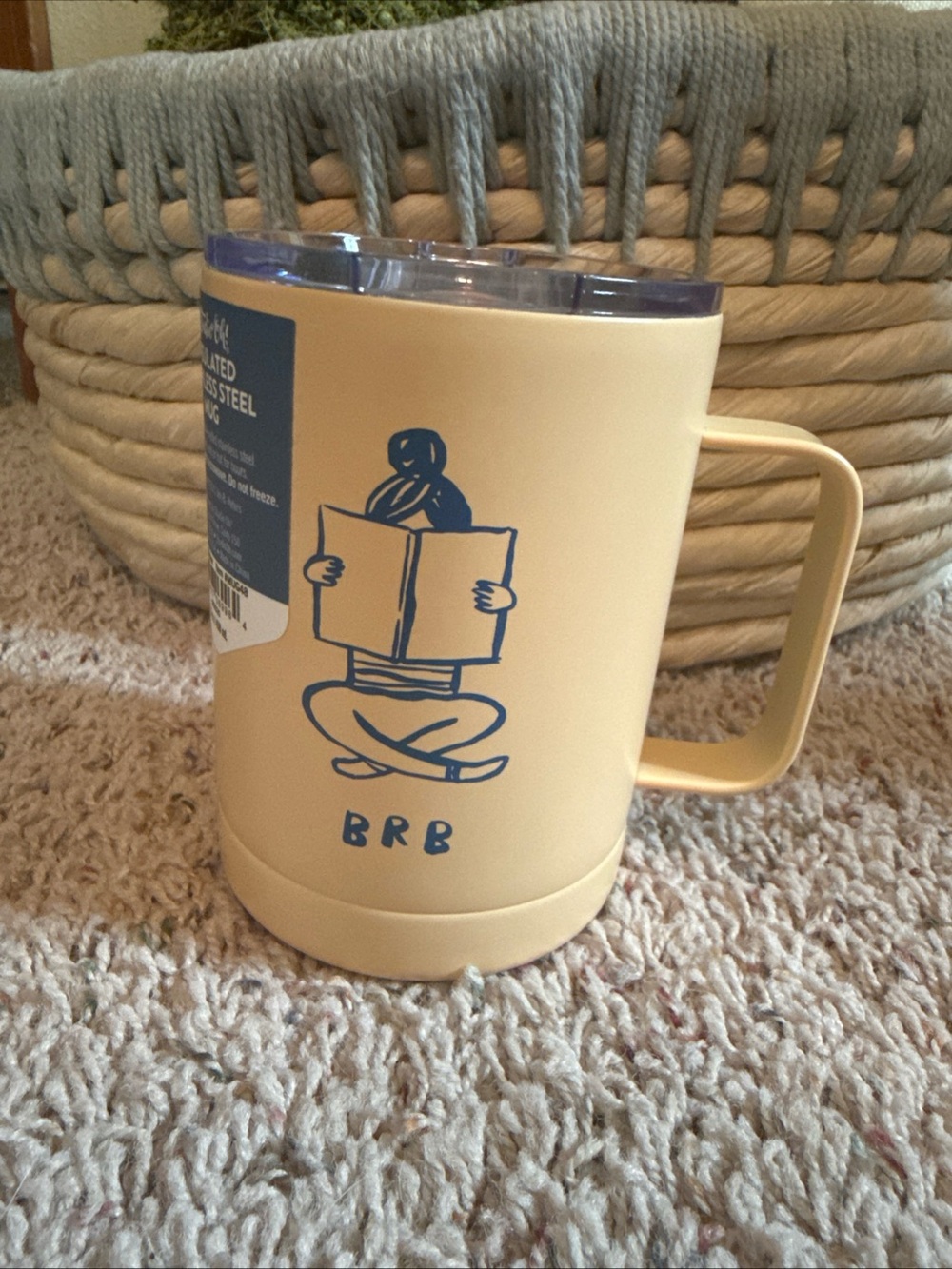 Studio Oh! BRB Travel Mug with Blue Illustration.  15oz